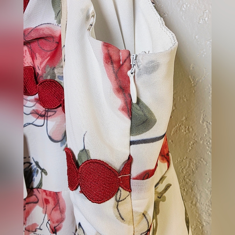 Davi & Dani Boutique Red Rose Layered Maxi Cami Floral Dress - Plus Size 3XL - Picture 12 of 17